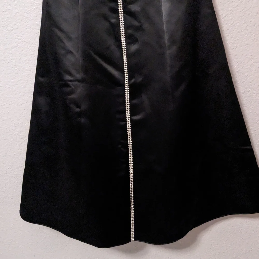 Jessica McClintock Black Prom Dress Vintage 80s Formal Gown Rhinestones Satin 4 - Picture 8 of 15